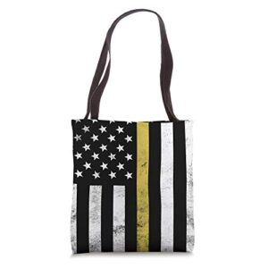 patriotic thin yellow line usa american flag dispatcher tote bag