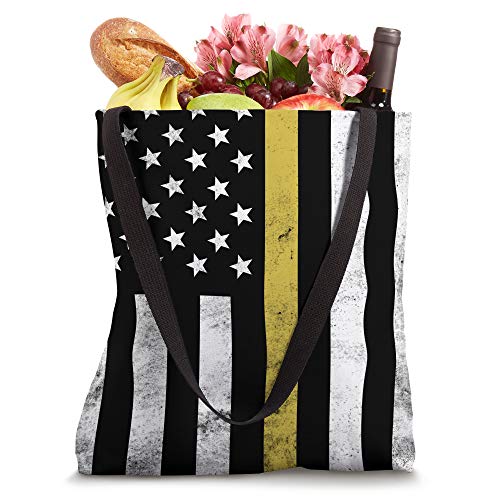 Patriotic Thin Yellow Line USA American Flag Dispatcher Tote Bag