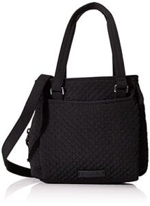 vera bradley women’s microfiber mini multi-compartment crossbody purse, classic black, one size