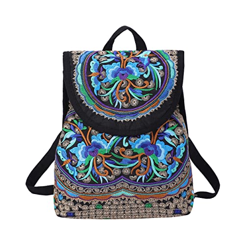 surrylake Vintage Embroidered Women Backpacks Boho Backpack Purse Ethnic Travel Shoulder Bag for Women Young Girls