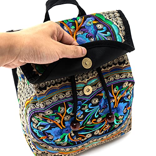 surrylake Vintage Embroidered Women Backpacks Boho Backpack Purse Ethnic Travel Shoulder Bag for Women Young Girls