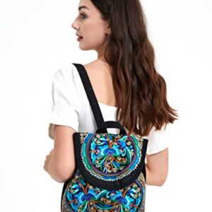 surrylake Vintage Embroidered Women Backpacks Boho Backpack Purse Ethnic Travel Shoulder Bag for Women Young Girls