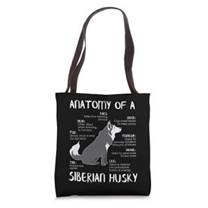 anatomy of siberian husky gift for dog lovers gifts tote bag