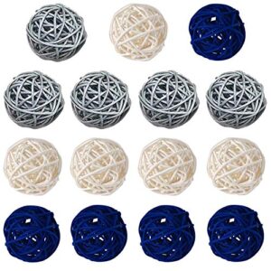 worldoor 15 pcs mixed navy blue gray white wicker rattan balls table wedding party christmas decoration