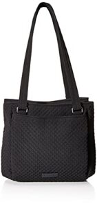 vera bradley women’s microfiber multi-compartment shoulder satchel purse, classic black, one size