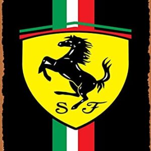 Scuderia Ferrari F1 Logo Design with Italy Flag Poster Metal Tin Sign 8" x 12" Vintage Retro Man Cave Wall Decor