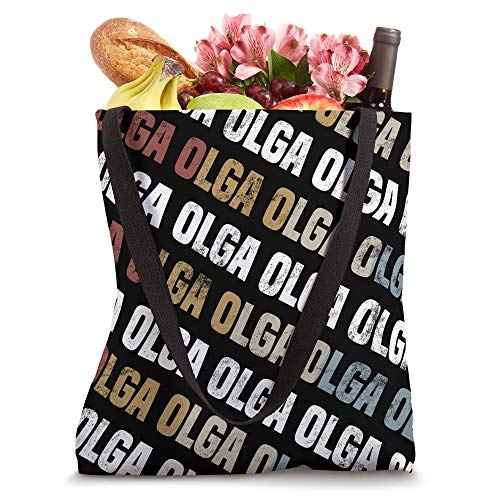 Vintage First Name Pattern Retro Forename Gift for Olga Tote Bag