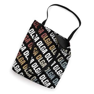 Vintage First Name Pattern Retro Forename Gift for Olga Tote Bag