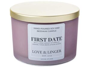romantic candles | valentines candle | luxury soy & beeswax candles for home | 16 oz. large jar 3 wick candle | love candle | candle gift | engagement candle