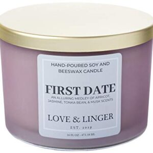 Romantic Candles | Valentines Candle | Luxury Soy & Beeswax Candles for Home | 16 oz. Large Jar 3 Wick Candle | Love Candle | Candle Gift | Engagement Candle