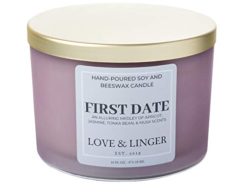 Romantic Candles | Valentines Candle | Luxury Soy & Beeswax Candles for Home | 16 oz. Large Jar 3 Wick Candle | Love Candle | Candle Gift | Engagement Candle