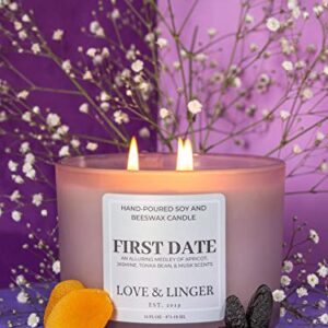 Romantic Candles | Valentines Candle | Luxury Soy & Beeswax Candles for Home | 16 oz. Large Jar 3 Wick Candle | Love Candle | Candle Gift | Engagement Candle