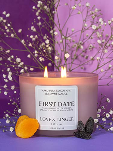 Romantic Candles | Valentines Candle | Luxury Soy & Beeswax Candles for Home | 16 oz. Large Jar 3 Wick Candle | Love Candle | Candle Gift | Engagement Candle