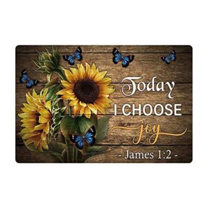 retro metal sign sunflower and butterfly tin sign today i choose joy sign for wall decoration plaque for bar cafe club 8×12 inch metal poster
