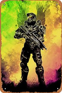 shvieiart wall decor sign – halo – master chief poster – 8x12 inch vintage look metal sign,bar, man cave art decoration