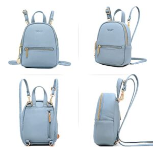 LISM Mini Backpack Purse for Women Casual Leather Small Daypack for Teen Girls Shoulder Bag Small Backpack - Blue