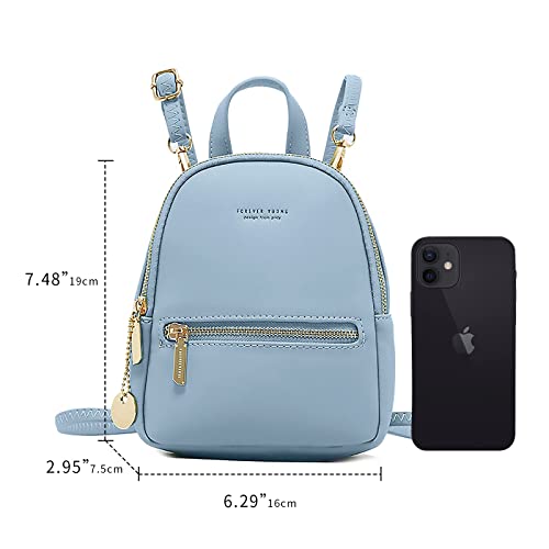 LISM Mini Backpack Purse for Women Casual Leather Small Daypack for Teen Girls Shoulder Bag Small Backpack - Blue