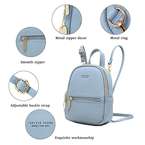 LISM Mini Backpack Purse for Women Casual Leather Small Daypack for Teen Girls Shoulder Bag Small Backpack - Blue