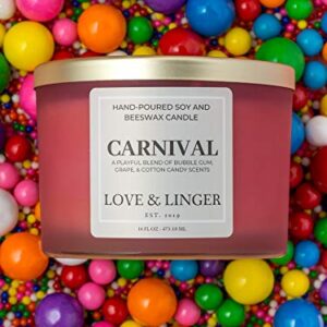 Grape Candle | Bubble Gum Candle | Cotton Candy Candle | Fun Candles | Luxury Soy & Beeswax Candles for Home | 16 oz. Large Jar 3 Wick Candle | Cool Candles