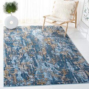 safavieh lagoon collection 5’5″ x 7’7″ blue/gold lgn174m distressed non-shedding living room bedroom dining home office area rug