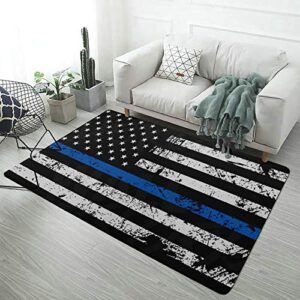 niyoung bedroom living room kitchen extra large area rug home art – thin blue line flag police floor mat doormats quick dry tub shower bath rug exercise mat throw rugs carpet