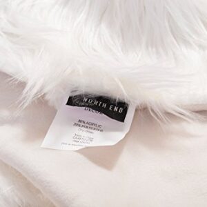 Luxury Fluffy Faux Fur Throw Blanket, Mongolian Long Hair White 50" x 60"