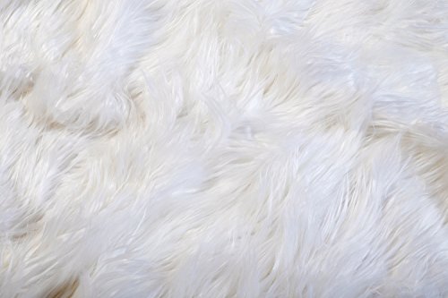 Luxury Fluffy Faux Fur Throw Blanket, Mongolian Long Hair White 50" x 60"