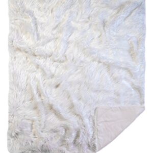 Luxury Fluffy Faux Fur Throw Blanket, Mongolian Long Hair White 50" x 60"