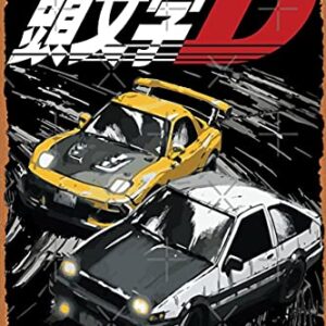 Shvieiart 8 X 12 Metal Signs - Mountain Drift Racing Initial D Tandems AE86 vs FD rx-7 Vintage Look Metal Tin Poster