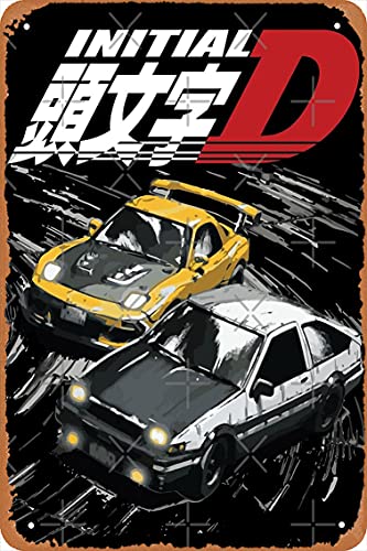 Shvieiart 8 X 12 Metal Signs - Mountain Drift Racing Initial D Tandems AE86 vs FD rx-7 Vintage Look Metal Tin Poster