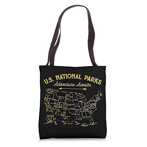 62 National Parks Map Gifts US Park Vintage Camping Hiking Tote Bag