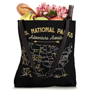 62 National Parks Map Gifts US Park Vintage Camping Hiking Tote Bag
