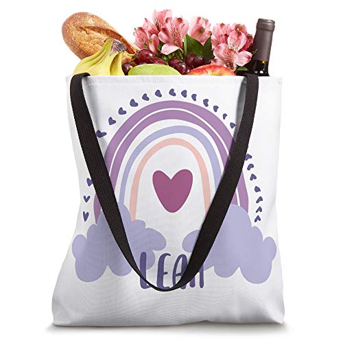 Leah Personalized Custom Name Rainbow Cute Colorful Tote Bag