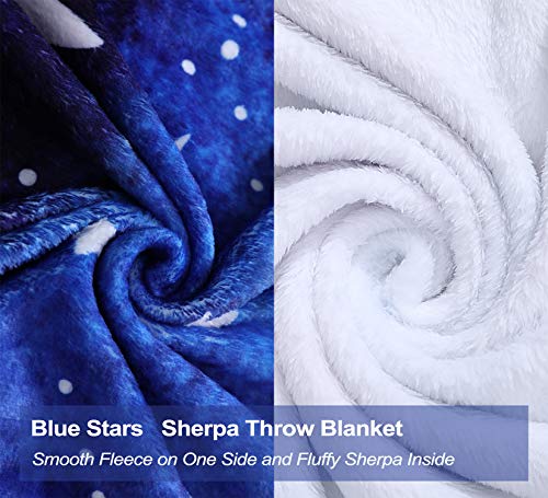 Stars Fleece Throw Blanket, Jewel Blue Starry Sky Plush Throw Blanket Love Gifts Blanket for Women Super Soft Bed Sofa Chair Throw for Kids and Adults (47" x 60")