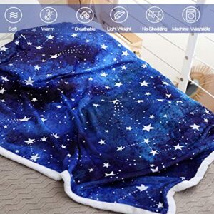 Stars Fleece Throw Blanket, Jewel Blue Starry Sky Plush Throw Blanket Love Gifts Blanket for Women Super Soft Bed Sofa Chair Throw for Kids and Adults (47" x 60")