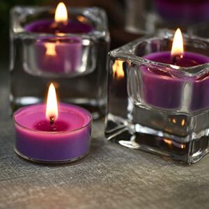 DEYBBY Scented Soy Wax Tealight Candles Bulk, Lavender Aromatherapy Candle for Stress Relief, Clear Cup Long Lasting, for for Relaxation, Spa and Bath|Pack of 12