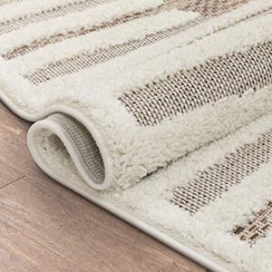 Well Woven Kady Beige Flat-Weave Hi-Low Pile Diamond Medallion Moroccan Tribal Area Rug 5x7 (5'3" x 7'3")