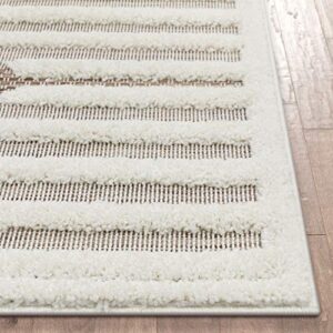 Well Woven Kady Beige Flat-Weave Hi-Low Pile Diamond Medallion Moroccan Tribal Area Rug 5x7 (5'3" x 7'3")