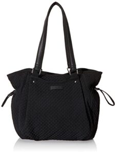 vera bradley women’s microfiber glenna satchel purse, black, one size