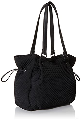 Vera Bradley Women's Microfiber Glenna Satchel Purse, Black, One Size