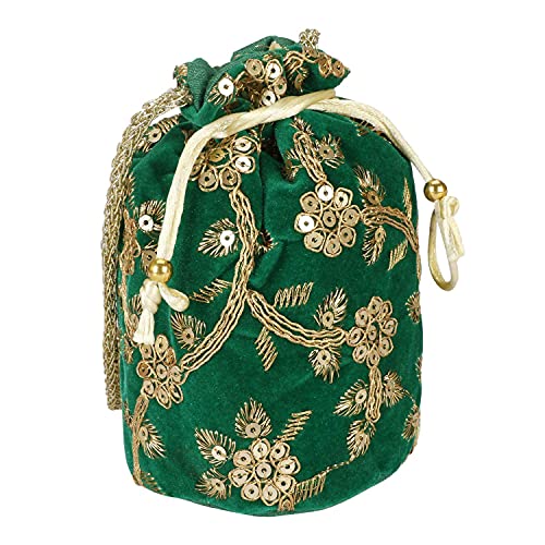 LONGING TO BUY Indian Velvet Potli (Pack of 6 Potli Bag in assorted colors), Jwelery Pouch, Coins Pouch, Small