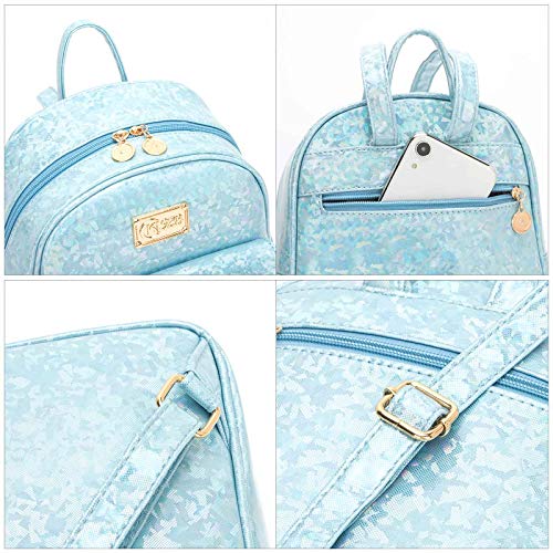 KL928 Girls Mini Backpack Purse Bowknot Cute PU leather Casual Travel Daypacks for Women (Blue)