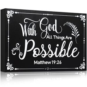 yulejo with god all things are possible sign wall hanging decoration wooden wall decor religious scripture black bible verses everything is possible with god bibical wooden decoration plaque for home