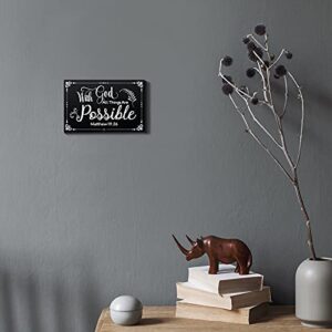 Yulejo with God All Things are Possible Sign Wall Hanging Decoration Wooden Wall Decor Religious Scripture Black Bible Verses Everything is Possible with God Bibical Wooden Decoration Plaque for Home