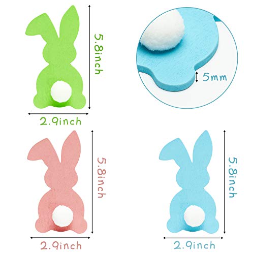 R HORSE 3Pcs Easter Wooden Rabbit Shaped Tiered Tray Decoration Blue Pink Green Easter Rustic Farmhouse Decor Rabbit Shaped Sign Shelf Easter Stand Display Photo Prop