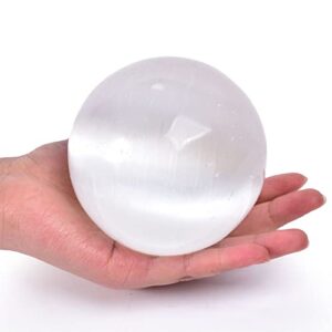 jic gem 4 inch(100mm) selenite crystal sphere healing crystal ball for meditation, home decoration