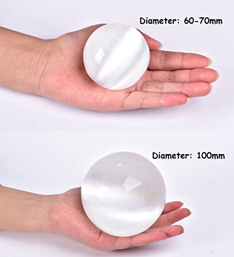 JIC Gem 4 Inch(100mm) Selenite Crystal Sphere Healing Crystal Ball for Meditation, Home Decoration