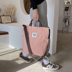 Women Canvas Tote Purse Handbags Crossbody Shoulder Bag Casual Work School Shopper Hobo Top Handle Handbag (Pink)