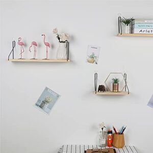 Floating Shelves Decorative Shelves Wooden Wall Mounted Shelf for Bedroom Living Room Kitchen and Office (Natural,15.8 in)