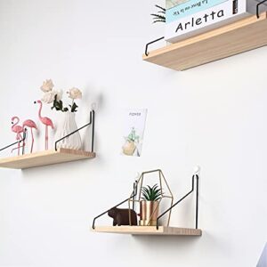 Floating Shelves Decorative Shelves Wooden Wall Mounted Shelf for Bedroom Living Room Kitchen and Office (Natural,15.8 in)